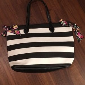 Black and white striped tote. NWT.